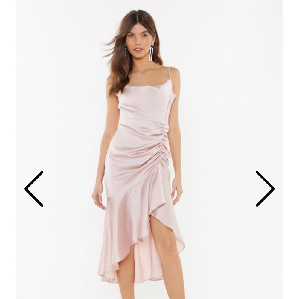 Slick City Gal Satin Midi Dress - Mauve